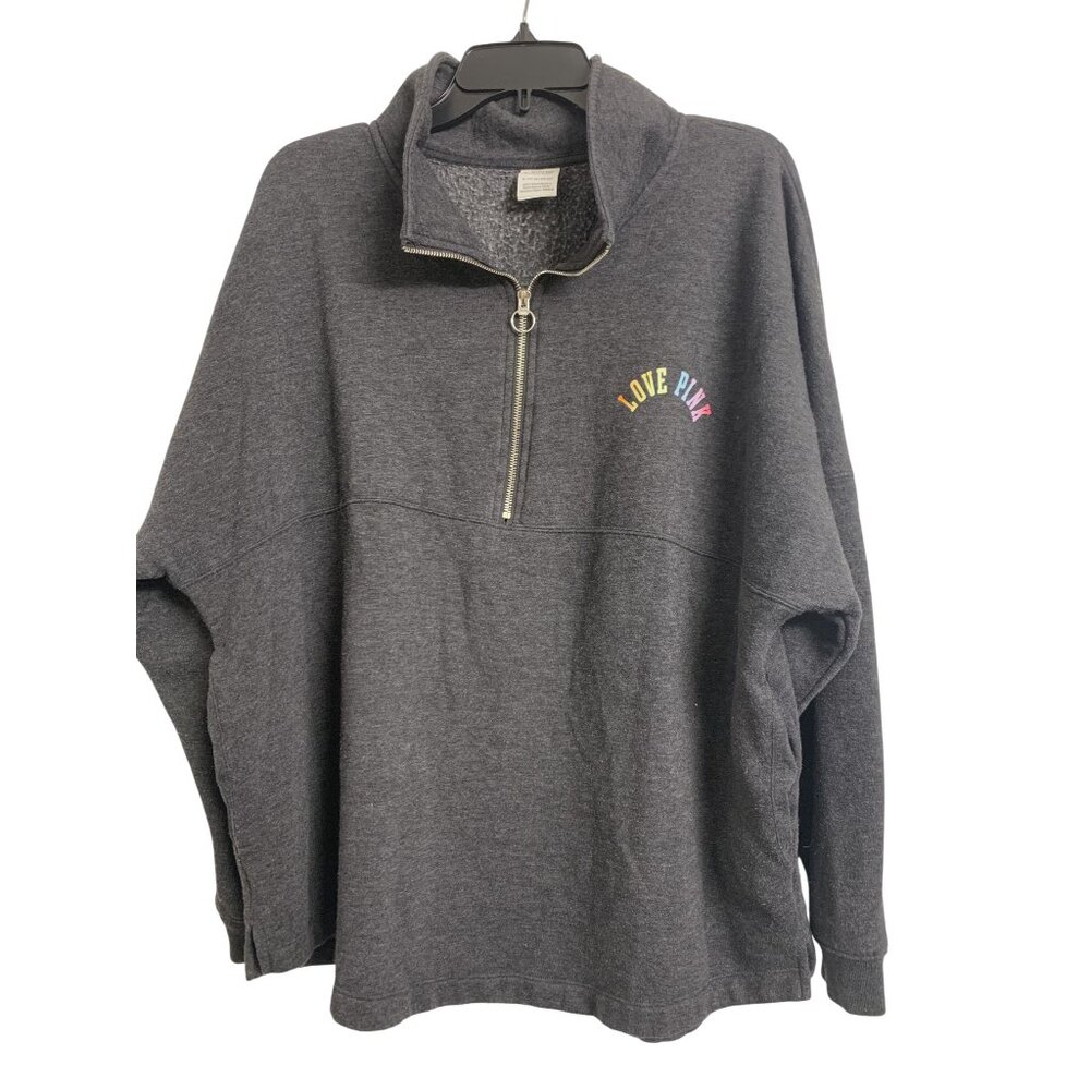 Love Pink Charcoal Quarter-Zip Pullover Sweatshirt